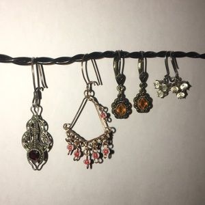 4 dangling gem stone earrings